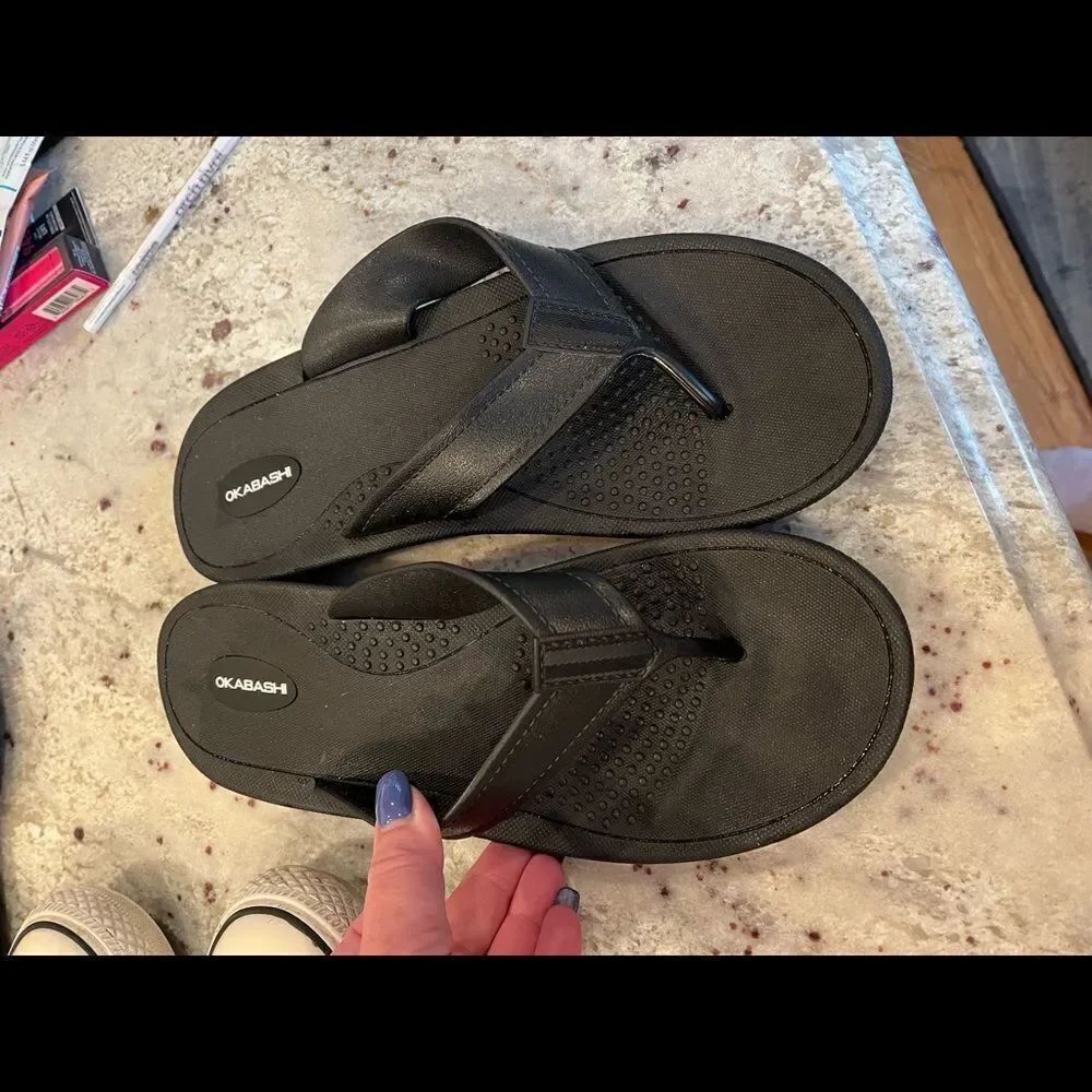 Okabashi Black Ortho Comfort Flip Flops sz 9/10